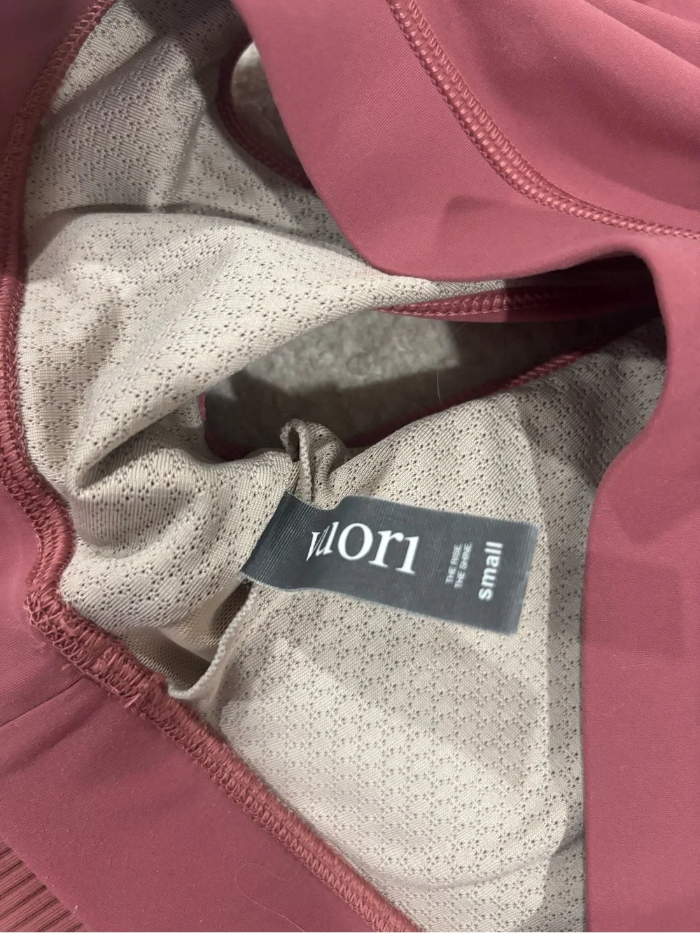 Vuori Women's Athletic Shorts and Sports Bra in Mauve